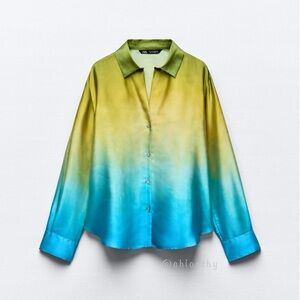 Zara SATIN EFFECT TIE-DYE SHIRT